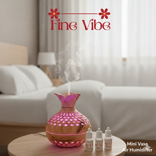 (3 FREE Luxury Scents) Fine Vibe Mini Vase Humidifier: Floral Edition