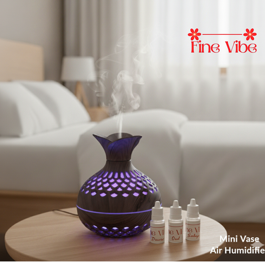 (3 FREE Luxury Scents) Fine Vibe Mini Vase Humidifier: Floral Edition